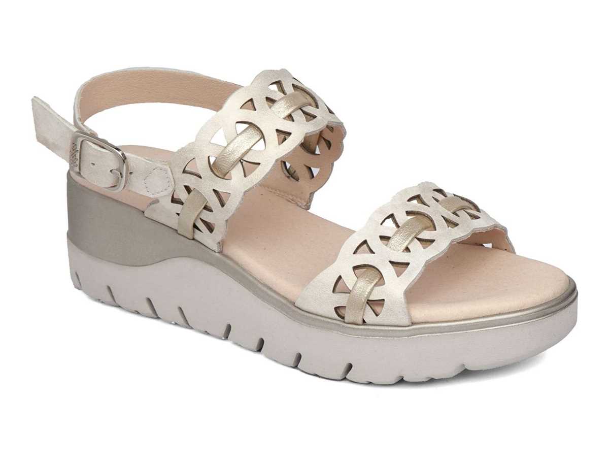 Callaghan 26517 Uwanja Sandali con Zeppa Donna Beige Oro | LEQ3880JM